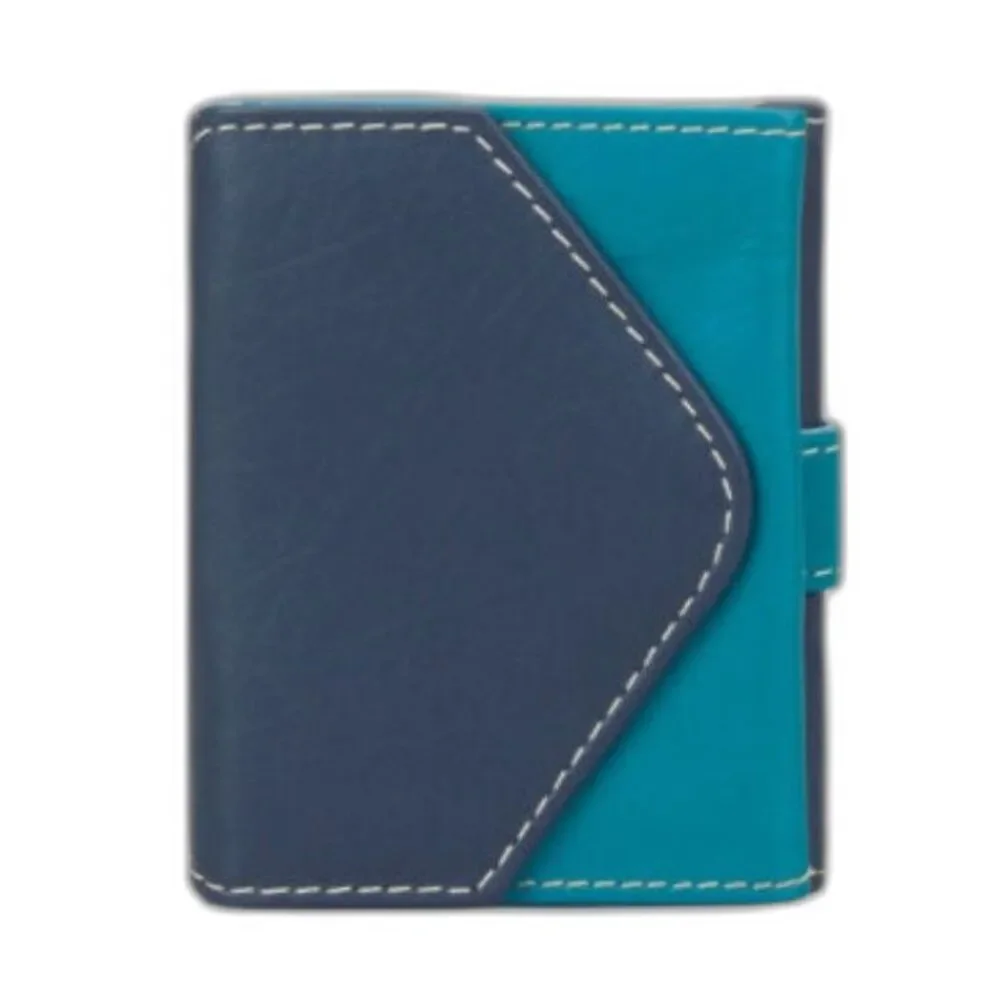 Blue Mini Wallet - Genuine Leather - Made in Italy - Picture 2 of 8